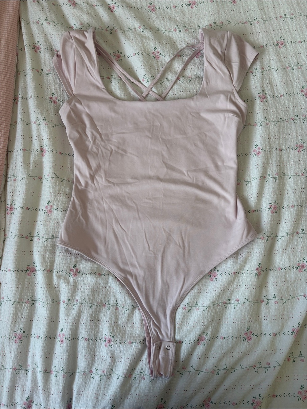 Garage Baby Pink Cross-Back Scoop Neck Bodysuit